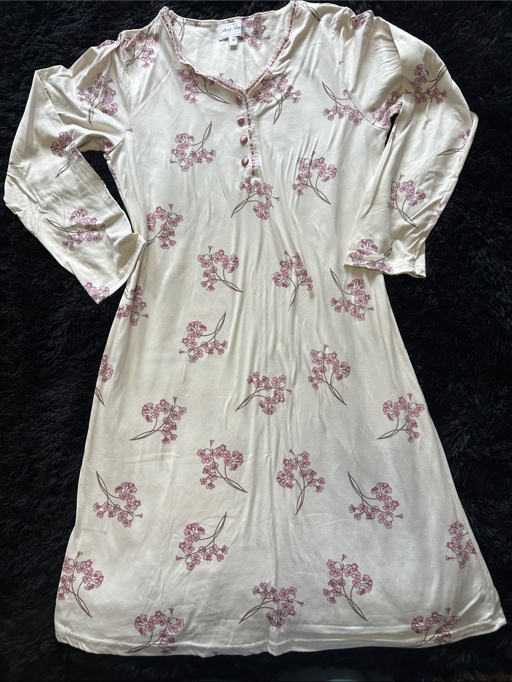 Body Touch lingerie PJ night shirt floral long sleeve Med